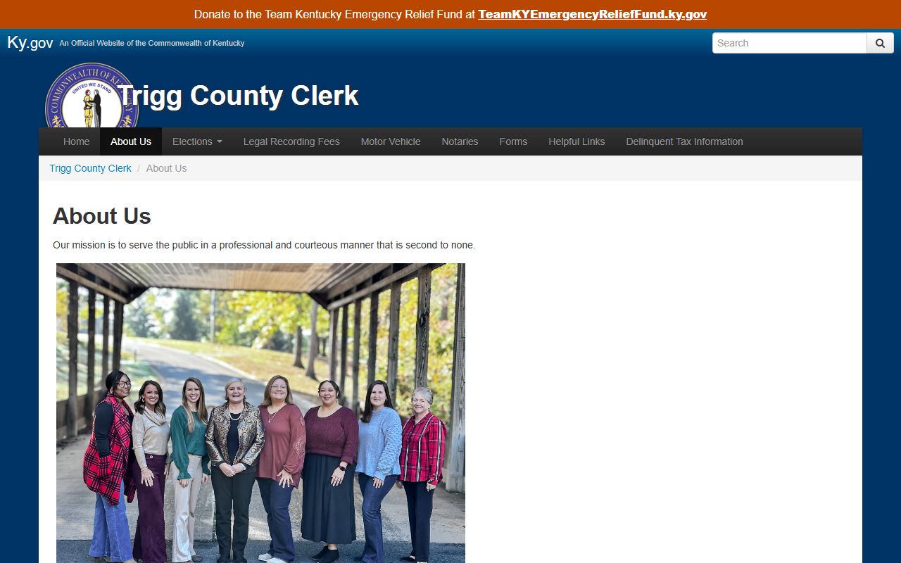 Trigg County clerk records County Clerk about and staff page