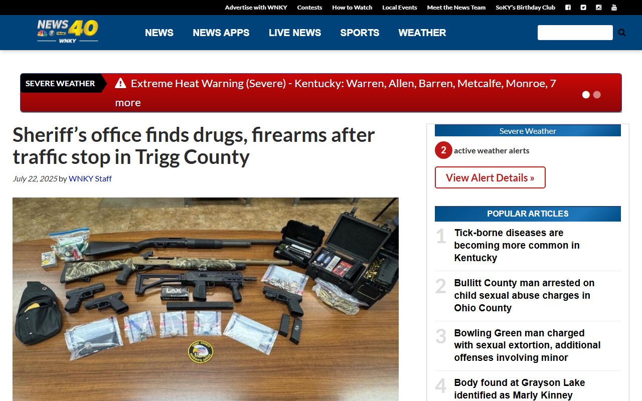 Trigg County arrest records and court charges traffic stop news