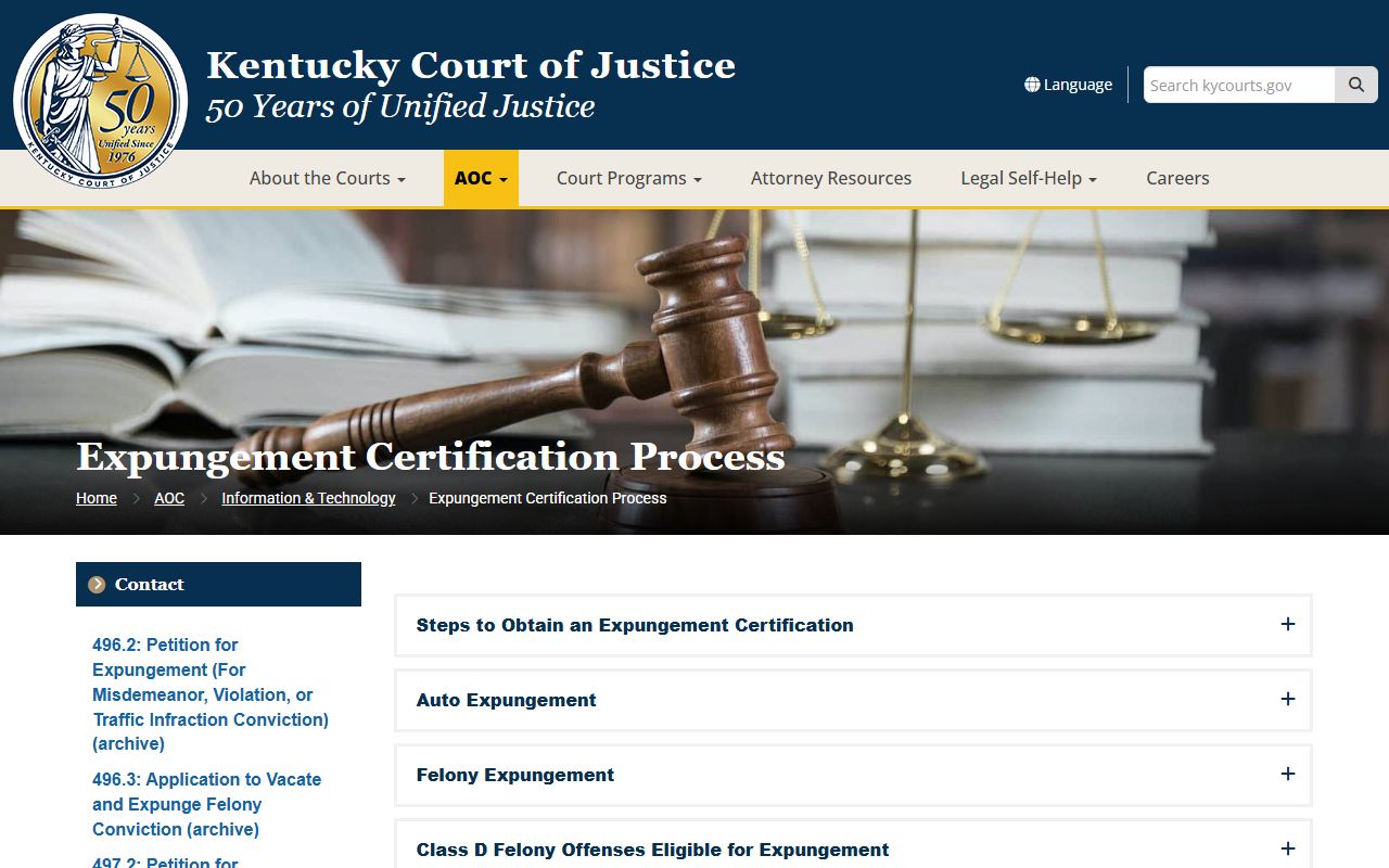 Trigg County criminal court records Kentucky expungement process