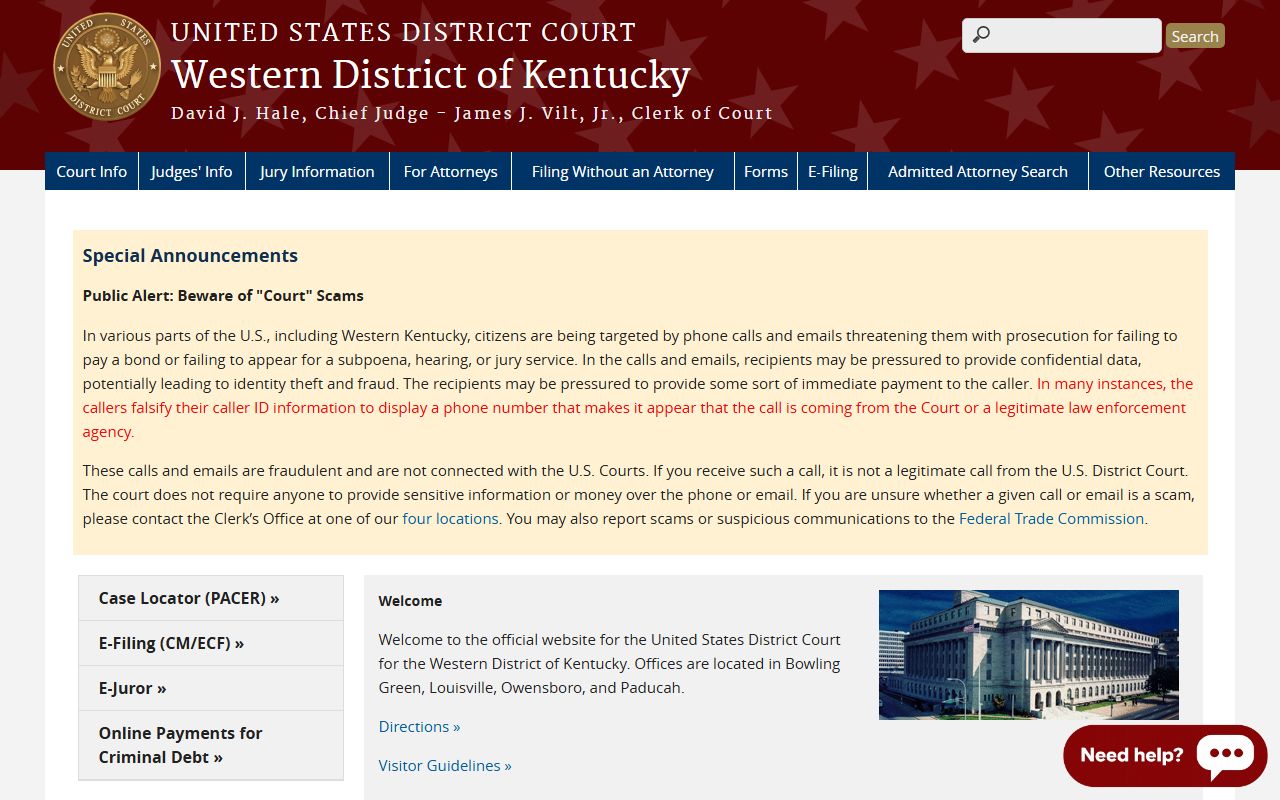 Trigg County Circuit Court records Western District of Kentucky federal court website