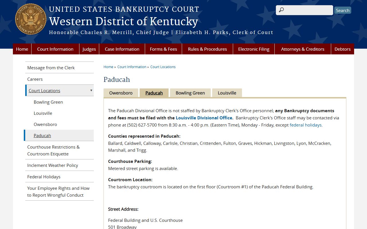 Trigg County Circuit Court records Western District bankruptcy Paducah office