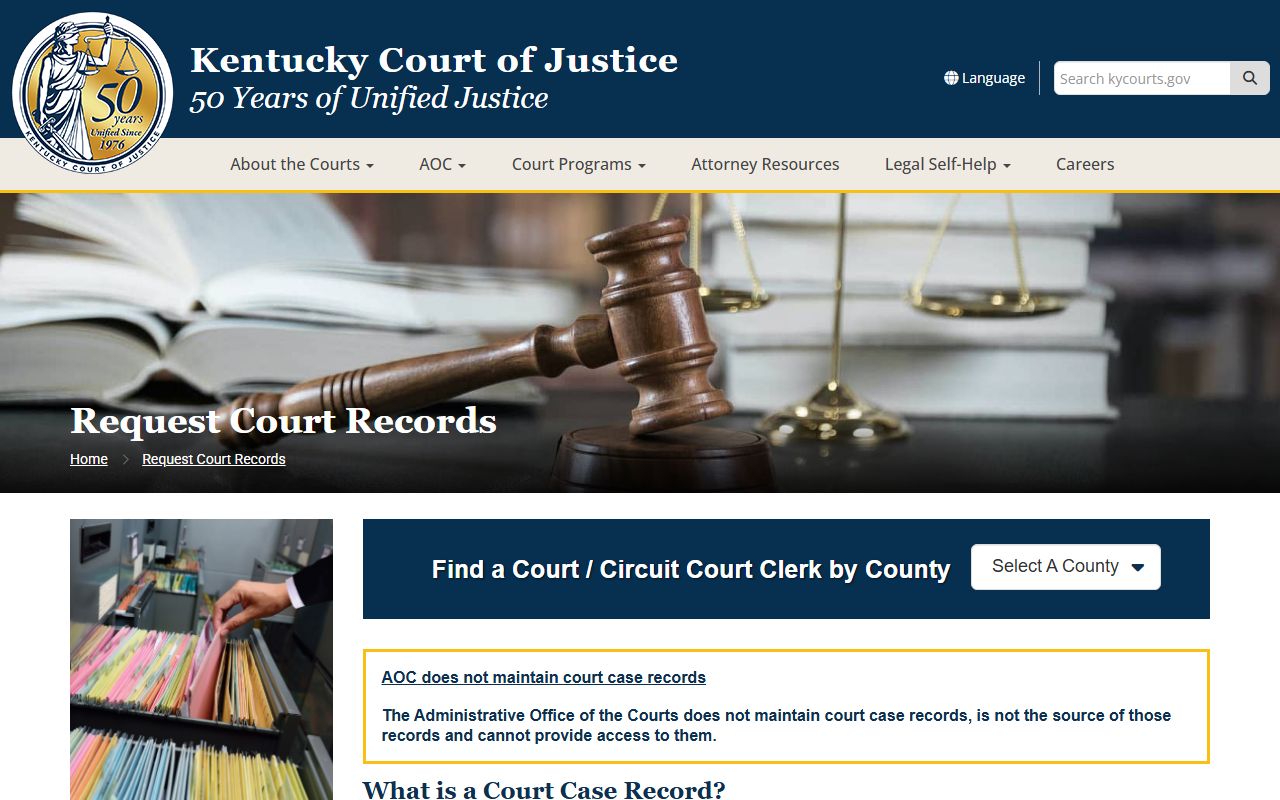 Trigg County court records request guidance from Kentucky Court of Justice