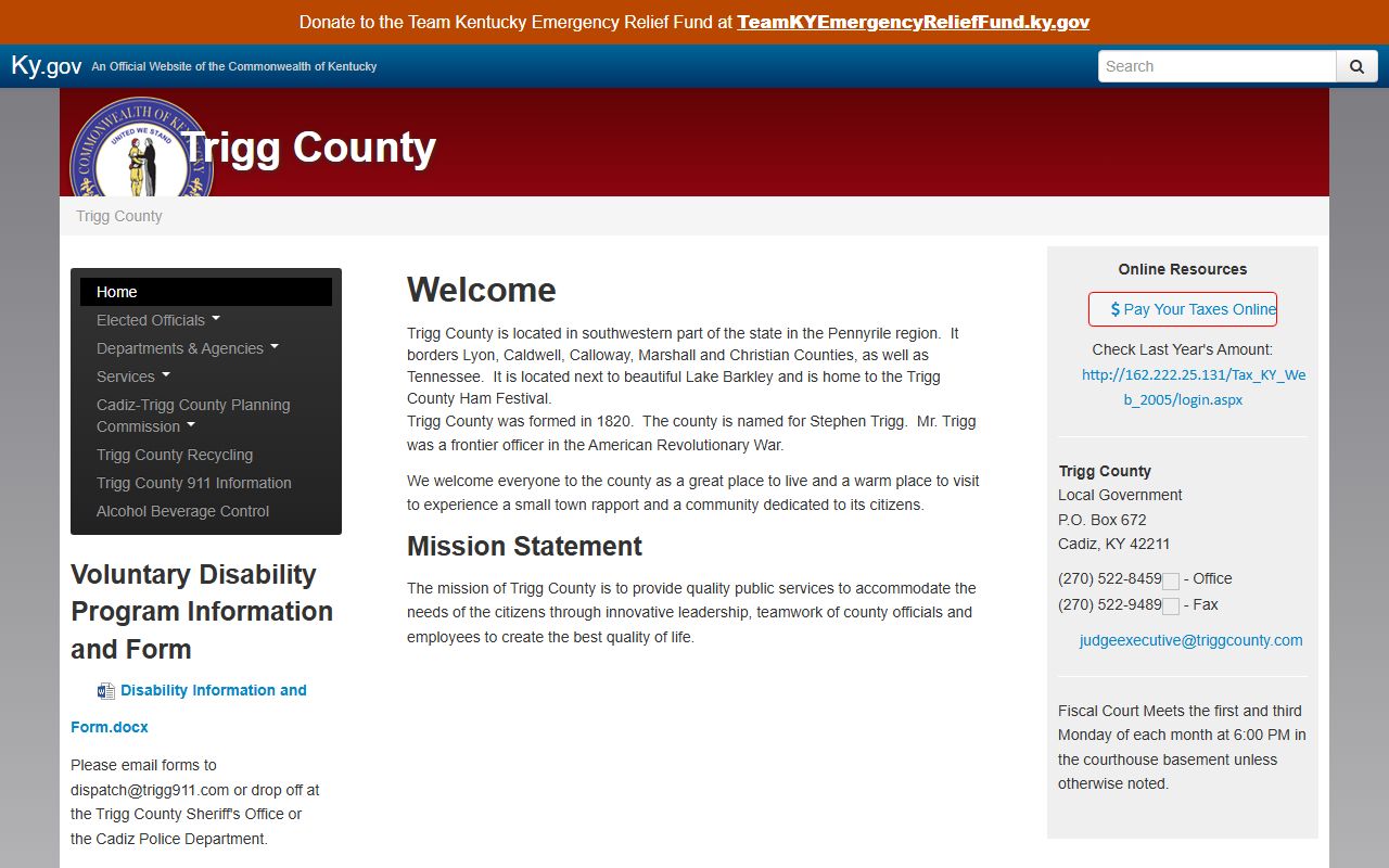 Trigg County court records local county government source