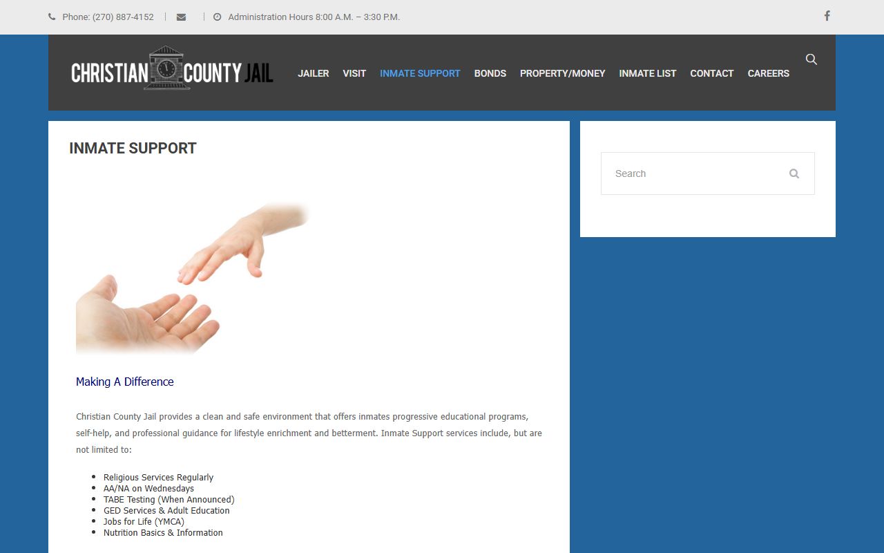 Trigg County inmate search Christian County Jail inmate support information
