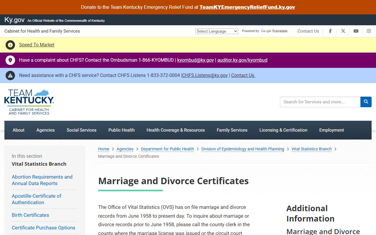 Trigg County marriage and divorce records Kentucky certificate page